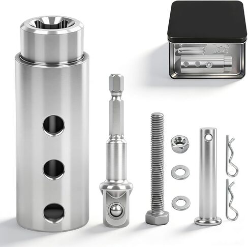 محول مثقاب جاك المقطورة، فولاذ مقاوم للصدأ مطور، متوافق مع عمود محرك 1 بوصة، محول مقبس توربو عالي التحمل للمركبات الترفيهية ومقطورات التفريغ والمعسكرات in Kuwait