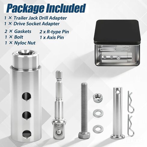 محول مثقاب جاك المقطورة، فولاذ مقاوم للصدأ مطور، متوافق مع عمود محرك 1 بوصة، محول مقبس توربو عالي التحمل للمركبات الترفيهية ومقطورات التفريغ والمعسكرات in Kuwait