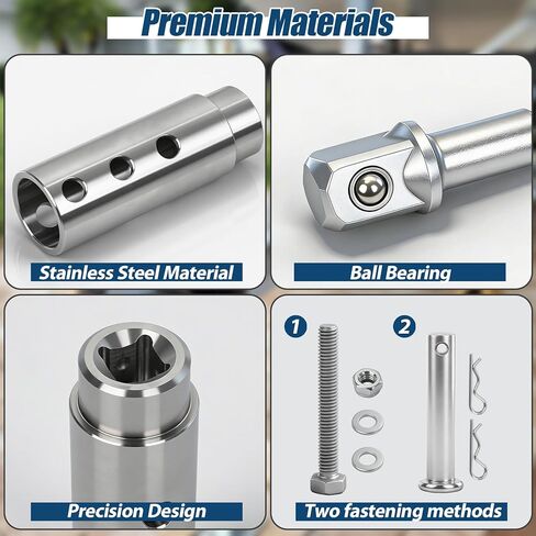 محول مثقاب جاك المقطورة، فولاذ مقاوم للصدأ مطور، متوافق مع عمود محرك 1 بوصة، محول مقبس توربو عالي التحمل للمركبات الترفيهية ومقطورات التفريغ والمعسكرات in Kuwait