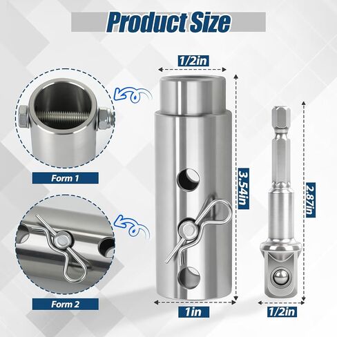 محول مثقاب جاك المقطورة، فولاذ مقاوم للصدأ مطور، متوافق مع عمود محرك 1 بوصة، محول مقبس توربو عالي التحمل للمركبات الترفيهية ومقطورات التفريغ والمعسكرات in Kuwait