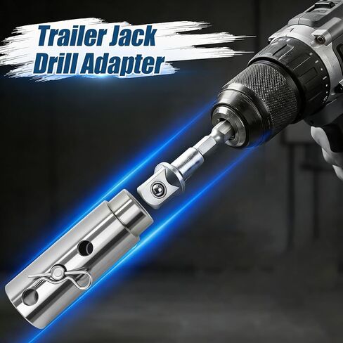 محول مثقاب جاك المقطورة، فولاذ مقاوم للصدأ مطور، متوافق مع عمود محرك 1 بوصة، محول مقبس توربو عالي التحمل للمركبات الترفيهية ومقطورات التفريغ والمعسكرات in Kuwait