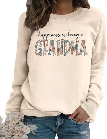 الجدة البلوز المرأة السعادة هي الجدة الجرافيك Crewneck قمصان ثقيلة خمر نانا الخريف البلوز القمم in Kuwait