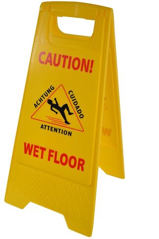 لافتة تحذير للأرضيات المبللة من Janico 1070، متعددة اللغات، بوجهين، أصفر (عبوة من قطعة واحدة) in Kuwait