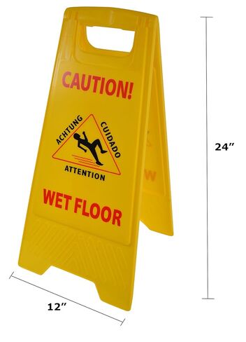 لافتة تحذير للأرضيات المبللة من Janico 1070، متعددة اللغات، بوجهين، أصفر (عبوة من قطعة واحدة) in Kuwait