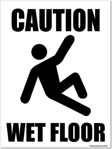VictoryStore Yard Sign Outdoor: Caution Wet Floor Plastic Sign, Size 18 inch x 24 inch, Black and White Design in Saudi Arabia