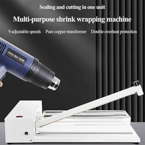 Shrink Wrapping Machine with Heat Gun, 1800W, 9 Levels Temperature Adjustment, Suitable for PVC/POF Film and Plastic Bags in Saudi Arabia