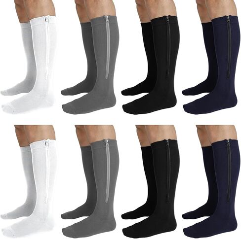 8 Pairs Men Zipper Compression Socks with Zipper 20-30mmhg Colorful Men Women Compression Stockings for Edema Swelling in Saudi Arabia