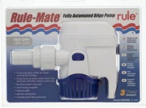 Rule Mate RM500B Bilge Water Pump 500GPH 12V Automatic Level Sensing Boat MD in Kuwait