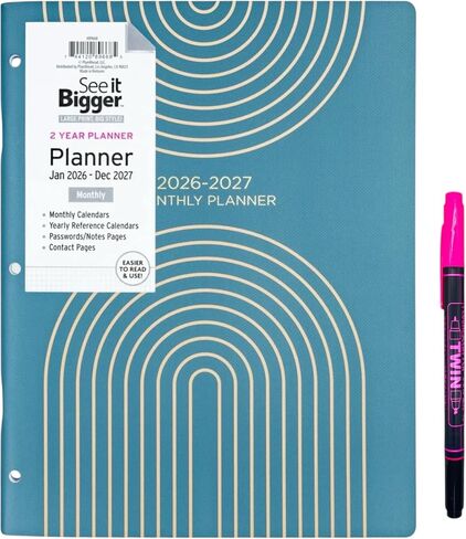 Planahead Home/Office Swink Slanner ، April 2025-March 2027 ، 8.5 × 11 بوصة وقلم مزدوج in Kuwait