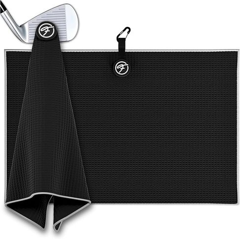 Golf Towel with Magnet - Premium Absorbent Microfiber Towel with Clip - 24"x16" - for Cart, Club or Bag - Golf Rag, Accessories & Golfing Gear - Waffle Weave Pattern (Black Camo) in Saudi Arabia