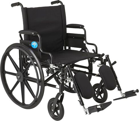 Medline Premium Ultra-Lightweight Wheelchair with Flip-Back Desk Arms and Elevating Leg Rests for Extra Comfort, Black, 22" x 18" Seat in Saudi Arabia