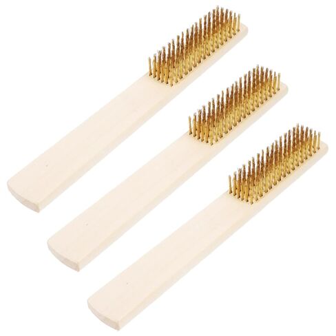 Ciieeo 3pcs Wooden Handle Copper Wire Brush for Rust Removal and Cleaning Wire Brushes for Scrubbing and Detailing for Woodworking and Restoration Projects in Saudi Arabia