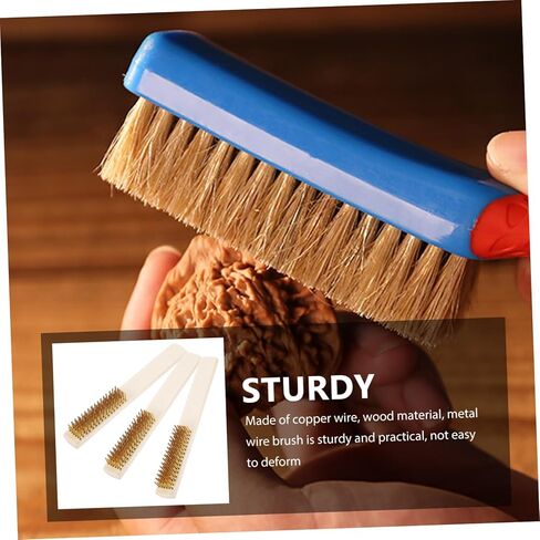 Ciieeo 3pcs Wooden Handle Copper Wire Brush for Rust Removal and Cleaning Wire Brushes for Scrubbing and Detailing for Woodworking and Restoration Projects in Saudi Arabia
