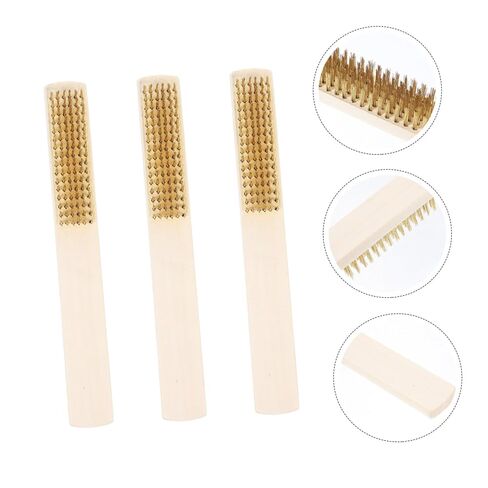 Ciieeo 3pcs Wooden Handle Copper Wire Brush for Rust Removal and Cleaning Wire Brushes for Scrubbing and Detailing for Woodworking and Restoration Projects in Saudi Arabia
