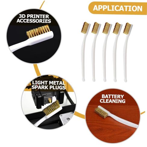 LIFKOME 5pcs Copper Wire Brush Set for Cleaning Rust Welding Slag and Dirt Sturdy Scratch Brush Plastic Handle for Automotive and Metal Repairs in Saudi Arabia