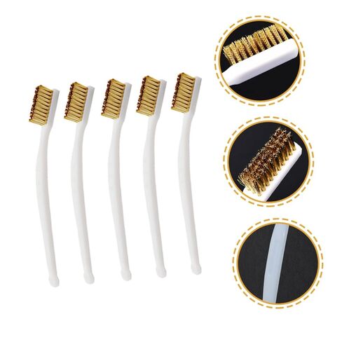 LIFKOME 5pcs Copper Wire Brush Set for Cleaning Rust Welding Slag and Dirt Sturdy Scratch Brush Plastic Handle for Automotive and Metal Repairs in Saudi Arabia