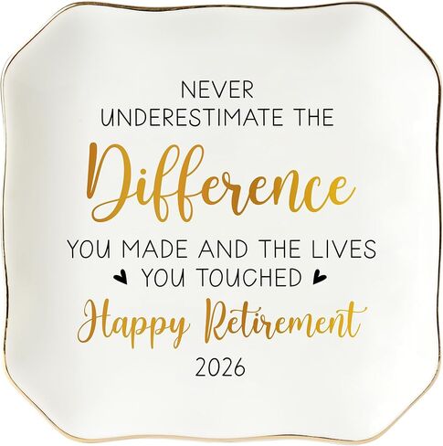 Hexmoz التقاعد هدية للمرأة - هدايا التقاعد للنساء ، الرجال 2025 - هدية متقاعدة لزميل العمل ، بوس ، موظف ، مدرس ، ممرضة - 4.5 "× 4.5" صينية المجوهرات السيراميك in Kuwait