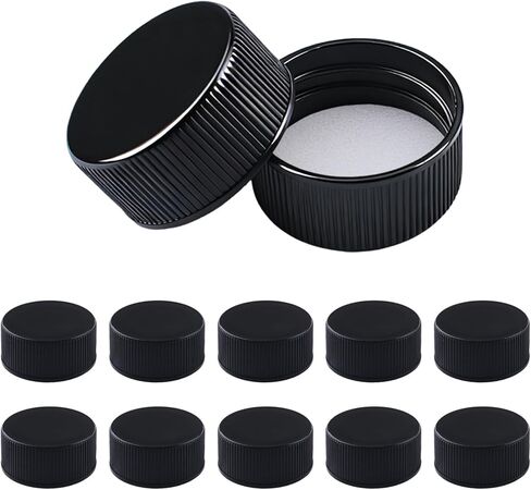 INCREWAY 24Pcs Plastic Bottle Lids, Replacement Bottle Caps for Glass Juice Bottles, Reusable Portable Lids for Juicing, Smoothies, Coffee, Jam, Travel Beverage Storage Containers (Black,32mm ID) in Saudi Arabia