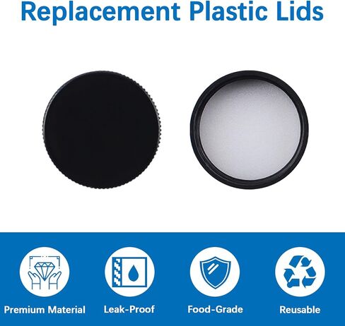 INCREWAY 24Pcs Plastic Bottle Lids, Replacement Bottle Caps for Glass Juice Bottles, Reusable Portable Lids for Juicing, Smoothies, Coffee, Jam, Travel Beverage Storage Containers (Black,32mm ID) in Saudi Arabia