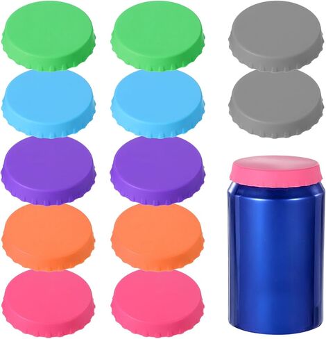 12 Pack Silicone Soda Can Cover Lids, 2.1inch Colorful Reusable Drink Cans Protector Pop Can Lids Fits Standard Cans Stopper and Protector for Beer, Beverage, Juice in Saudi Arabia
