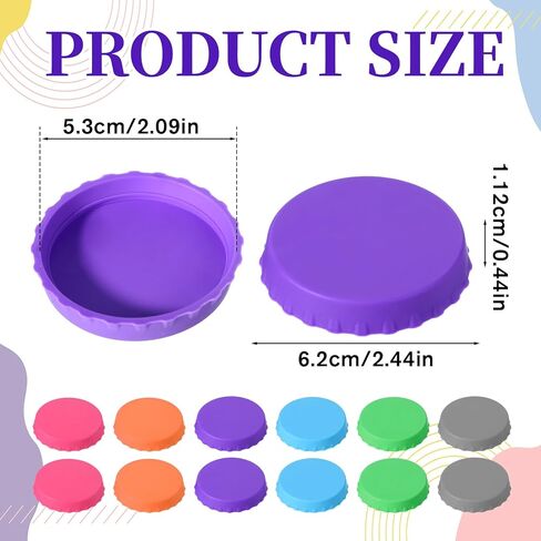 12 Pack Silicone Soda Can Cover Lids, 2.1inch Colorful Reusable Drink Cans Protector Pop Can Lids Fits Standard Cans Stopper and Protector for Beer, Beverage, Juice in Saudi Arabia