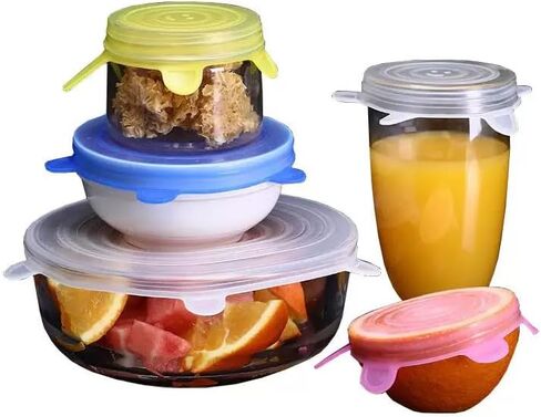 6 Pack Reusable Silicone Stretch Lids – BPA-Free Airtight Food Storage Covers, Universal Elastic Bowl Covers for Containers, Cups, Jars & Fruits – Microwave & Dishwasher Safe in Saudi Arabia
