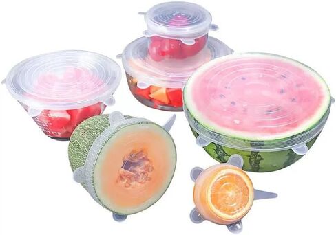 6 Pack Reusable Silicone Stretch Lids – BPA-Free Airtight Food Storage Covers, Universal Elastic Bowl Covers for Containers, Cups, Jars & Fruits – Microwave & Dishwasher Safe in Saudi Arabia
