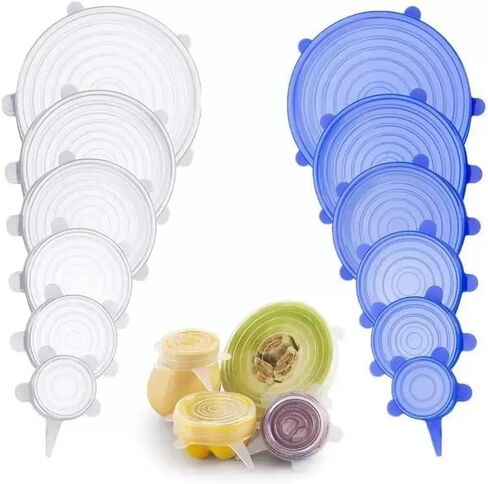 6 Pack Reusable Silicone Stretch Lids – BPA-Free Airtight Food Storage Covers, Universal Elastic Bowl Covers for Containers, Cups, Jars & Fruits – Microwave & Dishwasher Safe in Saudi Arabia