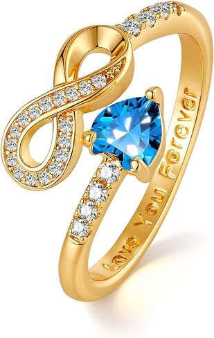 14k Gold Plated Birthstone Rings for Women Non Tarnish Infinity Promise Ring Adjustable Rings for Women Stackable Dainty CZ Ring Christmas Gifts for Her in Kuwait