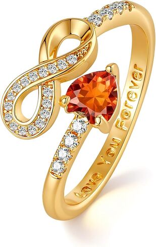 14k Gold Plated Birthstone Rings for Women Non Tarnish Infinity Promise Ring Adjustable Rings for Women Stackable Dainty CZ Ring Christmas Gifts for Her in Kuwait