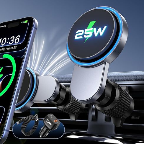 بالنسبة لشاحن Magsafe Car Mount مع مروحة التبريد ، حامل هاتف السيارة المغناطيسي السريع ، شاحن سيارة متهمي in Kuwait