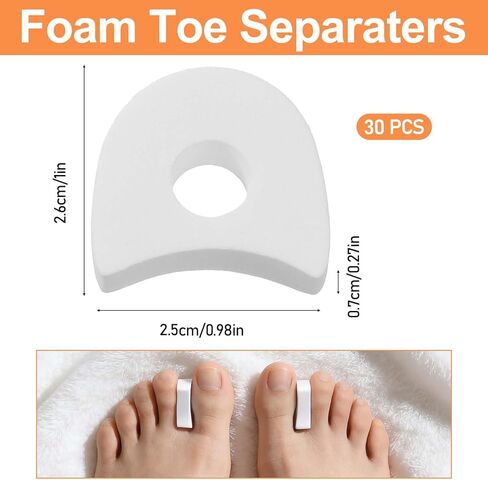 Qianyu 30 Pcs Toe Spacers Foam Toe Separators for Pain from Corn Blister Hammer Toe Friction Pressure Relief Soft Breathable Overlapping Toes Corrector for Women Men in Saudi Arabia