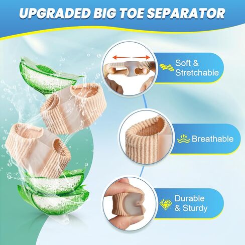 Bunion Toe Separators Corrector - 4Pcs Big Toe Spacers for for Women Men Big Toe - Breathable Toe Separators for with 2 Loops for Pain Relief, Overlapping Toes - One Size in Kuwait