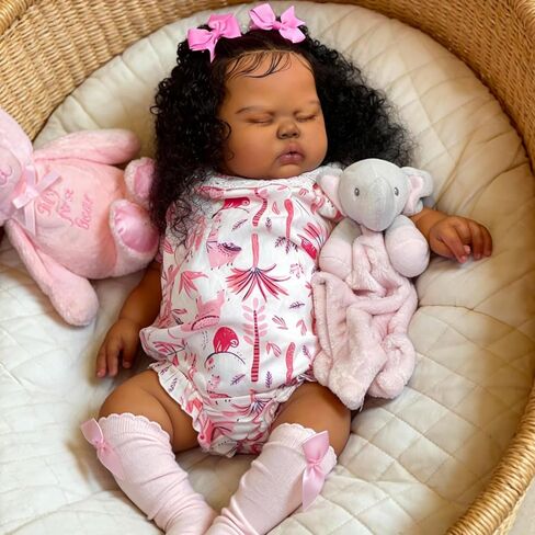 Anano Black Reborn Baby Baby Doll 19 بوصة ناعمة من أصل أفريقي أمريكي من جديد طفلة الطفل الواقعي الواقعي المولود طفل الدمى دمى Biracial Silicone Babies دمية على قيد الحياة in Saudi Arabia