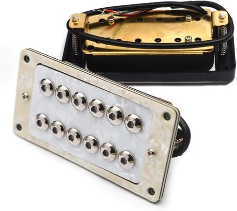 MAXCHEER Guitar Bridge Pickup White Pearl Electric Guitar Humbucker Adjustable Screw Dual Coil for 6 String Electric Guitar Coil Splitting Pickup B15K Output with Frame（ White Pearl ，B-52MM ） in Saudi Arabia