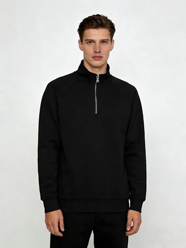 Men's Quarter Zip Pullover Long Sleeve Mock Neck Golf Athletic Sweatshirt Casual Cotton Fall Spring Outfit in Saudi Arabia