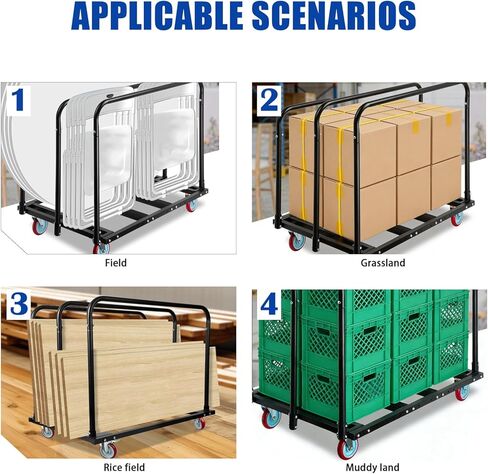 Folding Table Cart, Heavy Duty Table Dolly with 5" PU Swivel Wheels, 1800 LBS Capacity Drywall Trolley, 10 Table Load for Party Events, Hotel, Warehouse, Factory, Moving Panels, Drywall, Boxes in Saudi Arabia