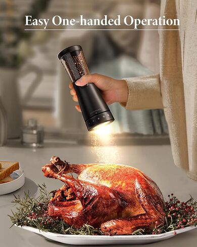 مجموعة مطحنة الملح والفلفل الكهربائية بسعة كبيرة 4.5 أونصة، مطحنة ملح وفلفل قابلة لإعادة الشحن من الفولاذ المقاوم للصدأ مع فم عريض 1.8 بوصة، قاعدة تخزين، خشونة قابلة للتعديل، وتشغيل بيد واحدة in Kuwait