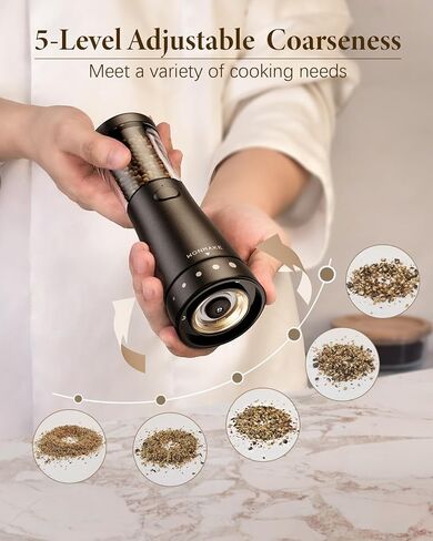Electric Salt and Pepper Grinder Set with 4.5oz Large Capacity, Stainless Steel Rechargeable Salt and Pepper Grinder with 1.8" Wide Mouth, Storage Base,Adjustable Coarseness, and One-Hand Operation in Saudi Arabia