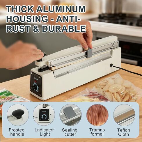Impulse Heat Sealer with Sealing Bar: Heavy-Duty Bag Sealer with Extra Cutting Blade (White, 8-Inch) in Saudi Arabia