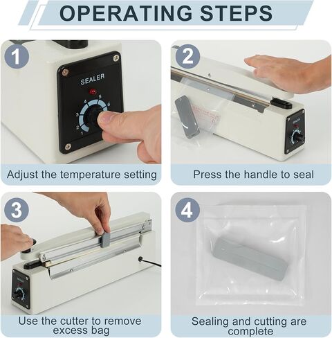Impulse Heat Sealer with Sealing Bar: Heavy-Duty Bag Sealer with Extra Cutting Blade (White, 8-Inch) in Saudi Arabia