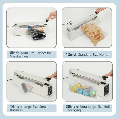 Impulse Heat Sealer with Sealing Bar: Heavy-Duty Bag Sealer with Extra Cutting Blade (White, 8-Inch) in Saudi Arabia