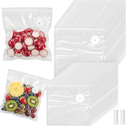 40PCS Vacuum Sealer Bags with Air Valve, Reusable Vacuum Sealing Food Storage Bags for Sous Vide, Freezer & Microwave (20 Small & 20 Large) in Saudi Arabia