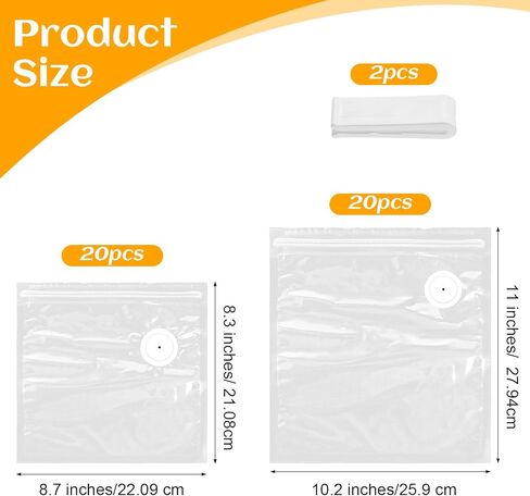 40PCS Vacuum Sealer Bags with Air Valve, Reusable Vacuum Sealing Food Storage Bags for Sous Vide, Freezer & Microwave (20 Small & 20 Large) in Saudi Arabia