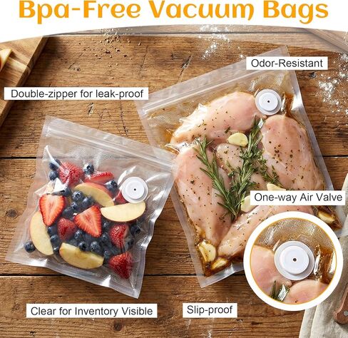 40PCS Vacuum Sealer Bags with Air Valve, Reusable Vacuum Sealing Food Storage Bags for Sous Vide, Freezer & Microwave (20 Small & 20 Large) in Saudi Arabia