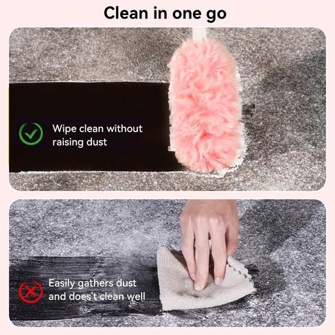 Heavy Duty Duster Refills, 360° Efficient Duster Kit for Swiffer, 30 Pack & 3 ft Extension Pole, 5X Microfibers Multisurface Dusters for Cleaning Home, Celling Fan, Blinds, Vent & Shelves in Kuwait