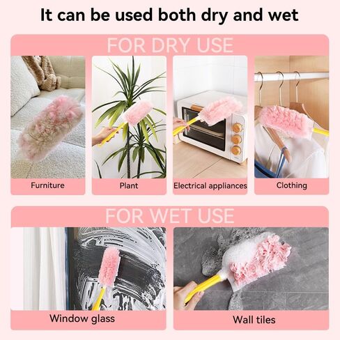 Heavy Duty Duster Refills, 360° Efficient Duster Kit for Swiffer, 30 Pack & 3 ft Extension Pole, 5X Microfibers Multisurface Dusters for Cleaning Home, Celling Fan, Blinds, Vent & Shelves in Kuwait