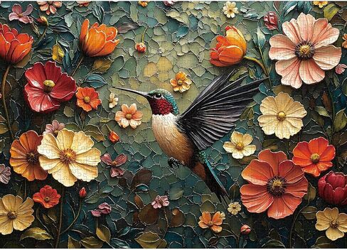 1000 Piece Puzzles for Adults,Vintage Flower Jigsaw Puzzle,Retro Bird Puzzles 1000 Pieces,Creative Games and Gifts Difficult Oil Painting Puzzle Home Decor Toy for Adults (27.5"x19.6"), 1:1 Poster in Kuwait