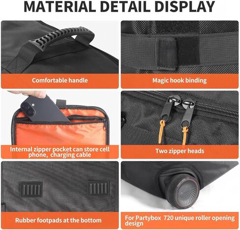 Speaker Case Carry Bag Compatible with JBL PartyBox 720 Portable Speaker, Outdoor Travel Carrying Case Tote Bag Storage Pockets for Charging Cable and Accessories in Saudi Arabia