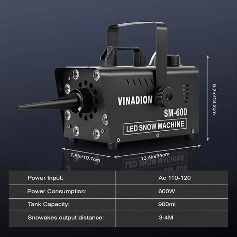 Upgraded Snow Maker Machine Outdoor Industrial 600W Snowflake Machine with Wireless Remote Control 8 LED 13 Color Light Effect Stage Snow Machines for DJ Party, Wedding,Christmas Decoration in Saudi Arabia